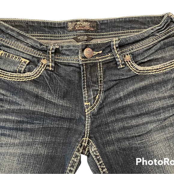 Silvers Berkley Flap Jeans EUC Button Pockets Dark Denim - Picture 5 of 12